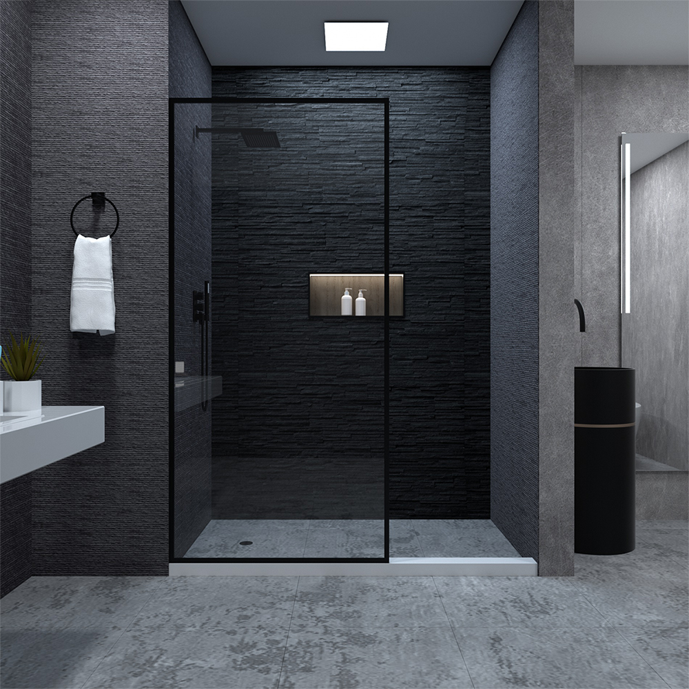 1010 Series 34 in. W x 72 in. H Fixed Framed Shower Door